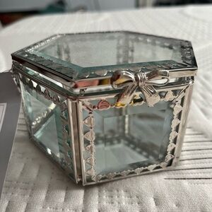Elegant Silver Glass Jewelry Box